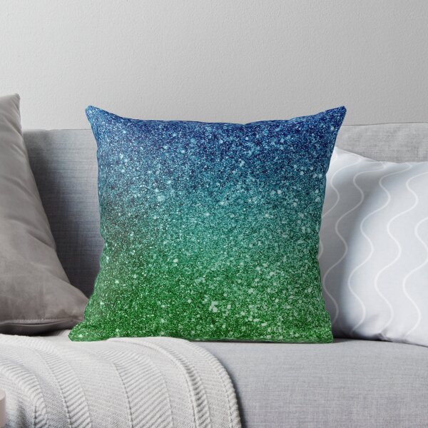 Paillettes bleu vert Coussin