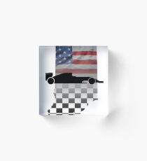 Bloque acrílico Bandera de Indy 500 y bandera a cuadros Estado de Indiana