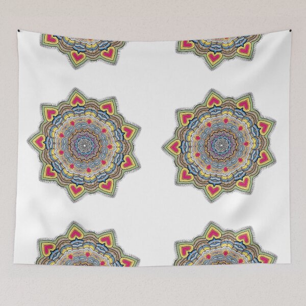 Item preview, Mandala #23. Psychadelic love hearts and hippie fringes. designed and sold by wiccked.