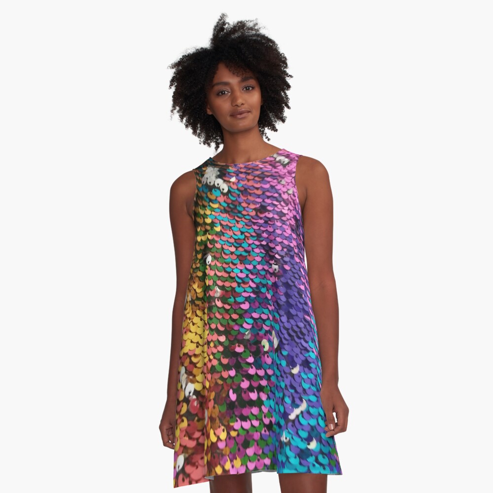 Multi-colored Sequins A-Line Dress