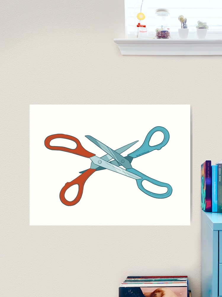 Scissoring Scissors Sticker Art Print by Losingshape