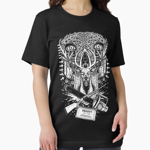 Vista previa del artículo con la obra «Evil Dead - Groovy T-shirt - Ash», diseñado y vendido por k2lu533.