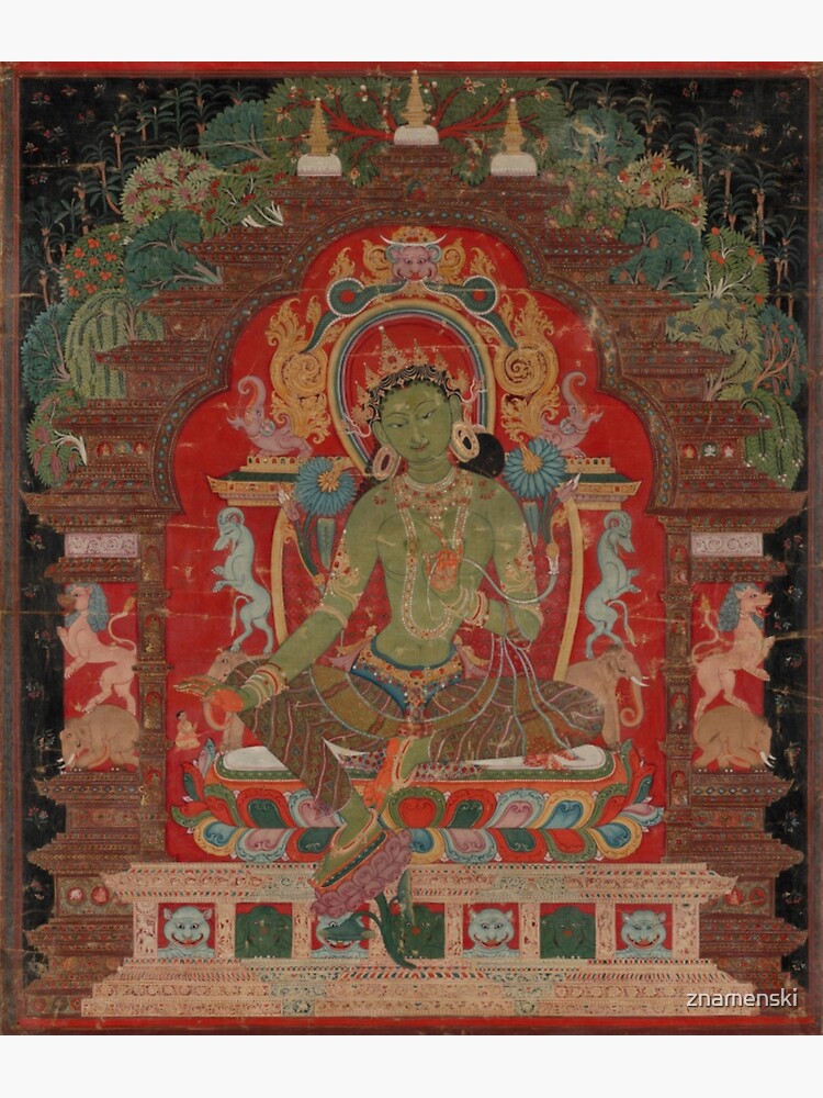 Green Tara (Khadiravani) is usually associated with protection from fear and the eight obscurations: pride, ignorance, hatred and anger, jealousy, bandits and thieves and so on. by znamenski