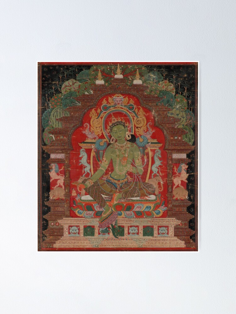 Alternate view of Green Tara (Khadiravani) is usually associated with protection from fear and the eight obscurations: pride, ignorance, hatred and anger, jealousy, bandits and thieves and so on. Poster