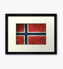 Old and Worn Distressed Vintage Flag of Norway Framed Print