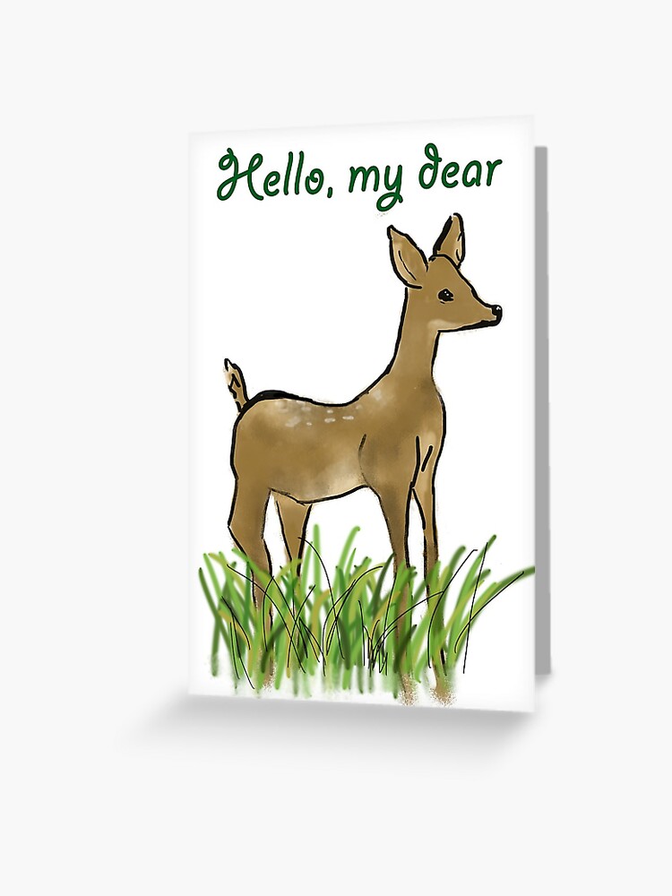 Hello Deer Card Friend Card Hi Card Kids Card Deer Card Hello Card Cute Hello Cards