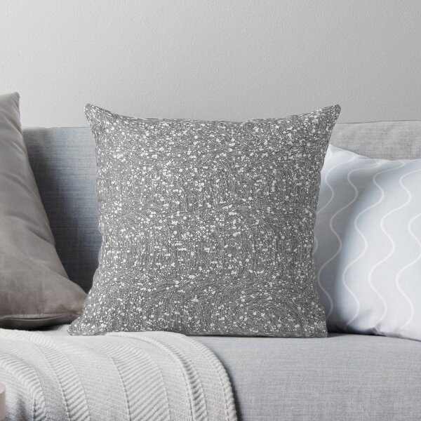 Crystal Silver and Gray Glitter Throw Pillow