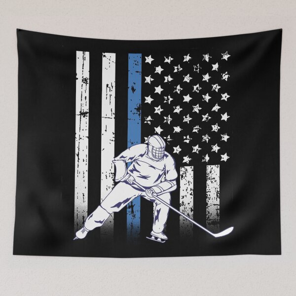 Item preview, Thin Blue Line Police Hockey Player designed and sold by teesaurus.