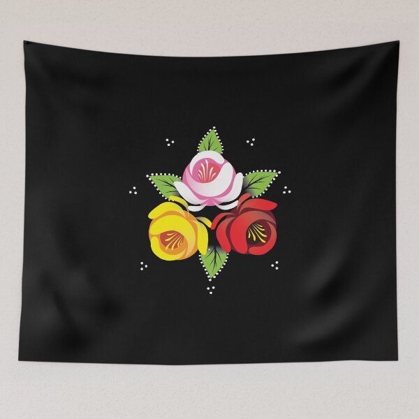 Item preview, Narrowboat Canal Roses Trio Black Background designed and sold by Running-Duck.