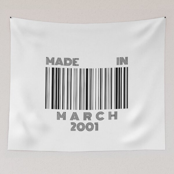 Item preview, Made in March 2001 - Born in March | Barcode 18th Birthday Gift designed and sold by Watersolution.