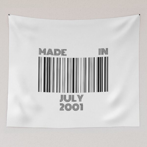 Item preview, Made in July 2001 - Born in July | Barcode 18th Birthday Gift designed and sold by Watersolution.