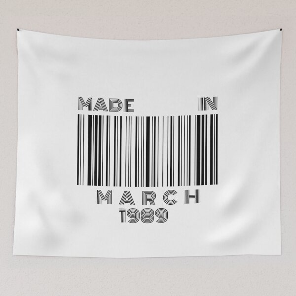 Item preview, Made in March 1989 - Born in March | Barcode 30th birthday gift designed and sold by Watersolution.