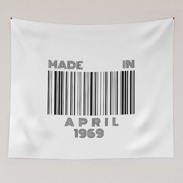 Item preview, Made in April 1969 - Born in April | Barcode 50th Birthday Gift designed and sold by Watersolution.
