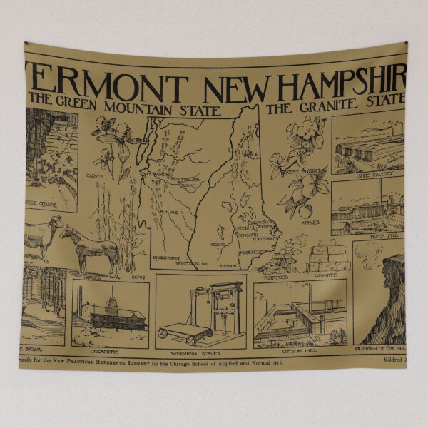 Item preview, Vintage Map of Vermont and New Hampshire (1912) - Tan designed and sold by BravuraMedia.