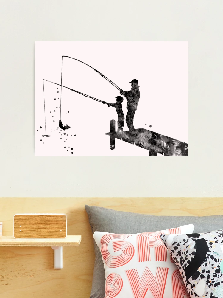 Daddy's little fishing buddy, fisherman, father and son fishing  Photographic Print for Sale by Rosaliartbook