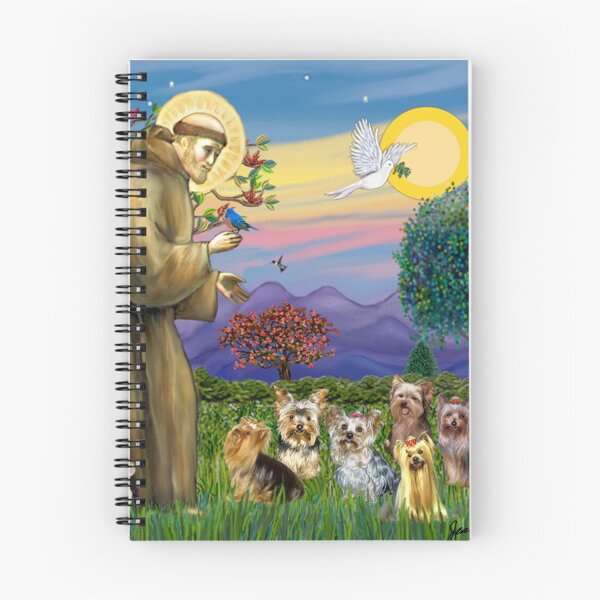 Item preview, Saint Francis Blesses Seven Yorkshire Terriers designed and sold by JeanBFitzgerald.