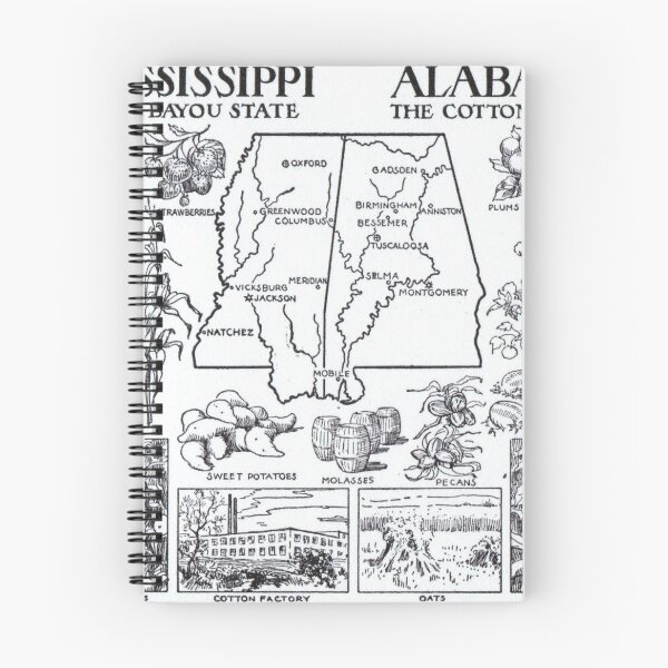 Item preview, Vintage Alabama and Mississippi Illustrative Map (1912) designed and sold by BravuraMedia.