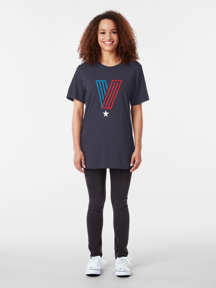 Alternate view of Veteran Superhero Letter V Slim Fit T-Shirt