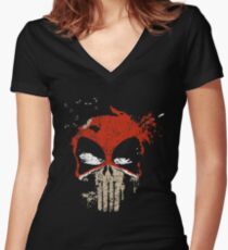 PUNISHMENT BY CHIMICHANGA Women's Fitted V-Neck T-Shirt