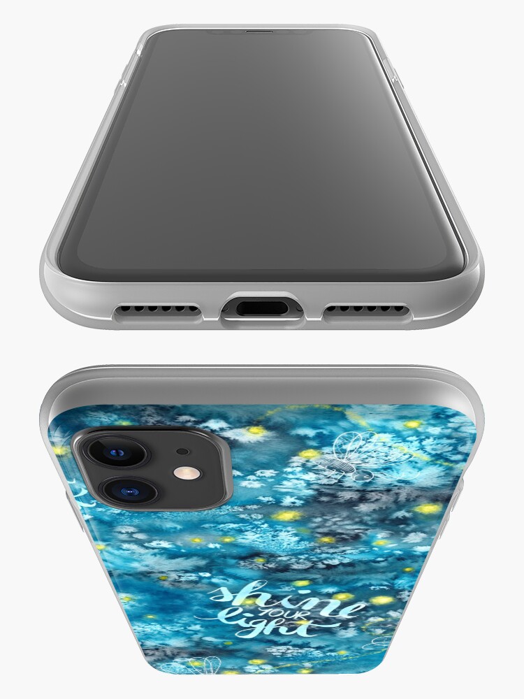 Alternate view of Shine your light watercolor affirmation with fireflies iPhone Case & Cover