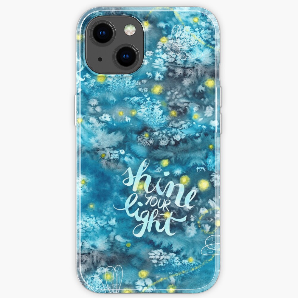 Shine your light watercolor affirmation with fireflies iPhone Case