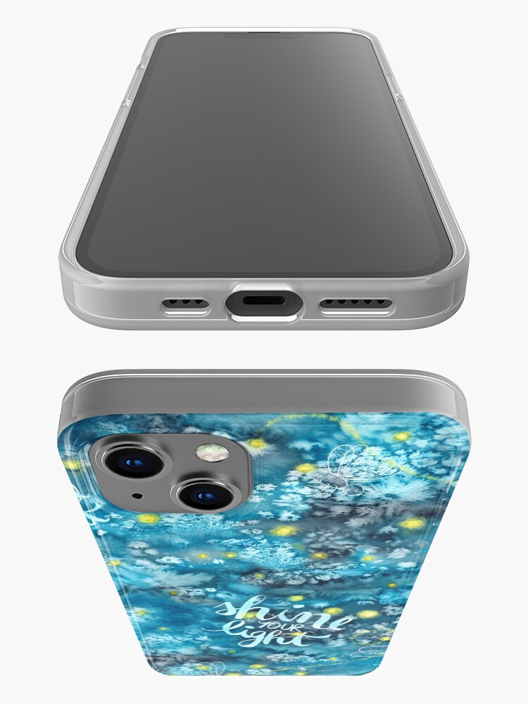 Alternate view of Shine your light watercolor affirmation with fireflies iPhone Case