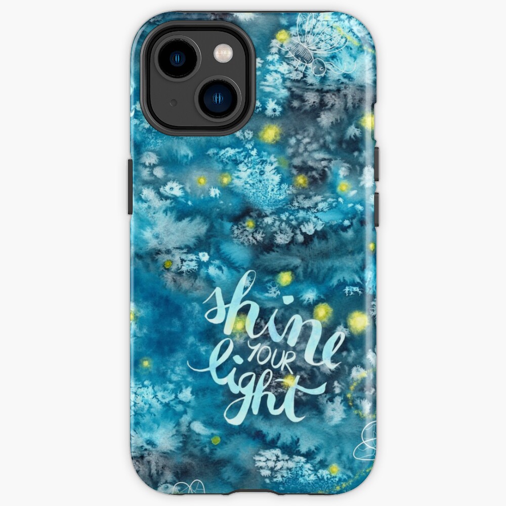Shine your light watercolor affirmation with fireflies iPhone Case