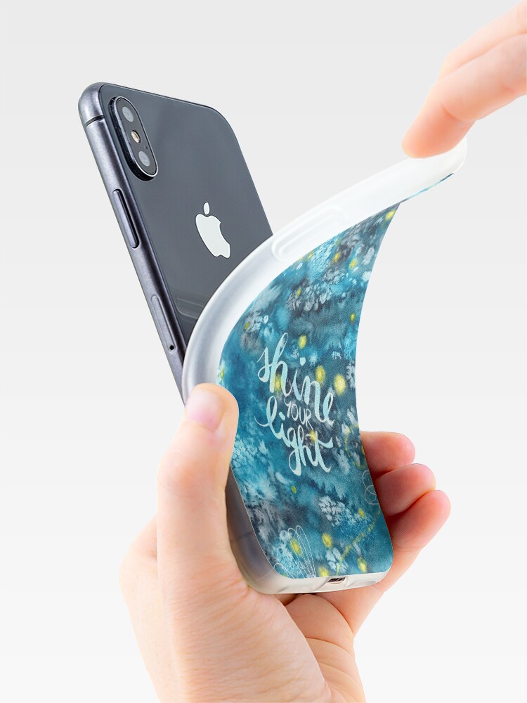Alternate view of Shine your light watercolor affirmation with fireflies iPhone Case