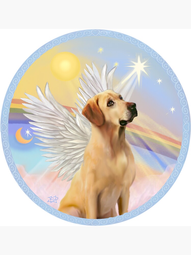 Yellow Labrador Retriever in Heavens Clouds by JeanBFitzgerald