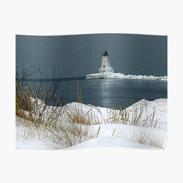 The Ludington Lighthouse in Winter Poster