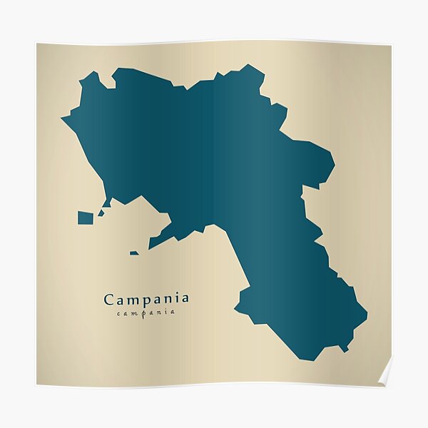 Modern Map Campania Region Italy Poster By Ingomenhard Redbubble   Poster,504x498,f8f8f8 Pad,600x600,f8f8f8.u1 