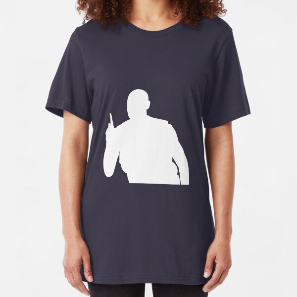 Mutombo Finger Wag - White Logo Slim Fit T-Shirt