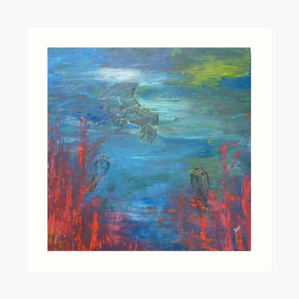 Eagle soaring high in sky Art Print