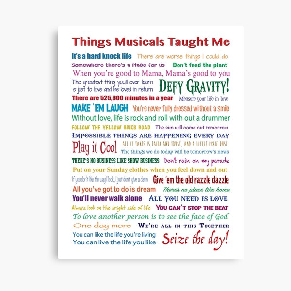Things Musicals Taught Me Canvas Print