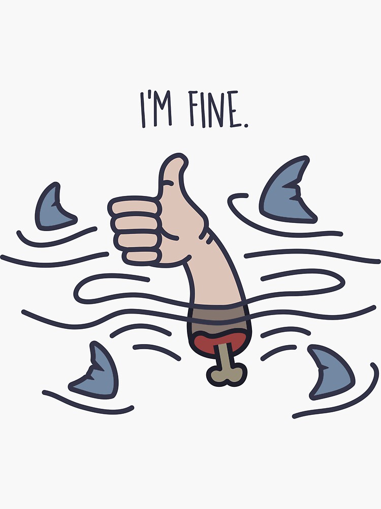 Thumbnail 3 of 3, Sticker, I'm Fine designed and sold by NiceColors.