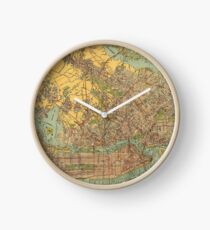 Reloj Mapa vintage de la ciudad de Nueva York (1913)