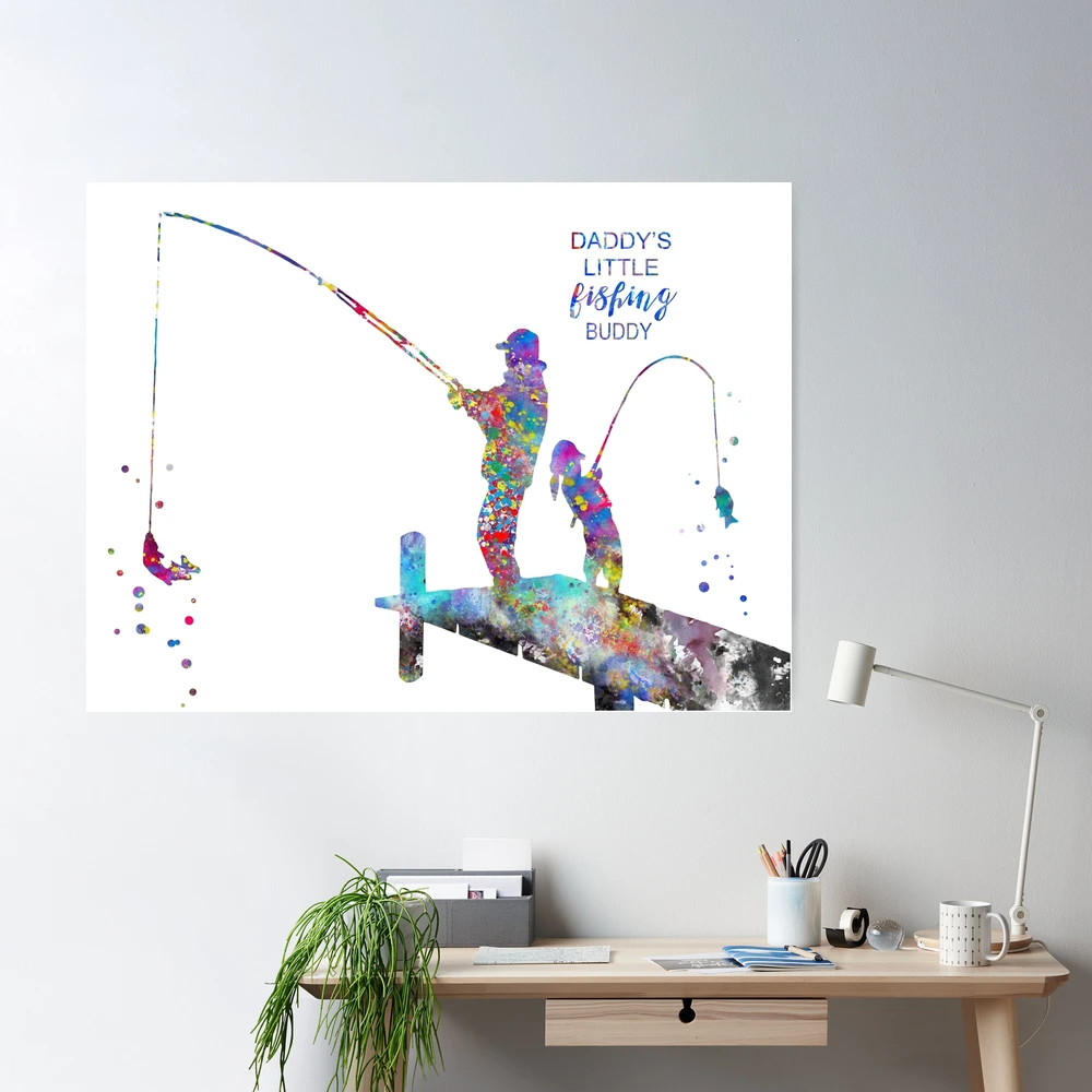 Daddy's little fishing buddy, fisherman, father and daughter fishing |  Poster