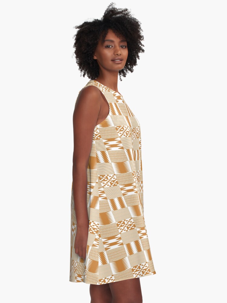 White and outlet gold kente dress