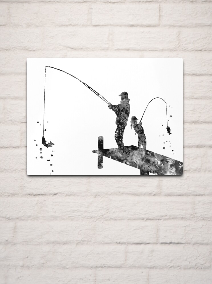 Daddy's little fishing buddy, fisherman, father and daughter fishing Metal  Print for Sale by Rosaliartbook