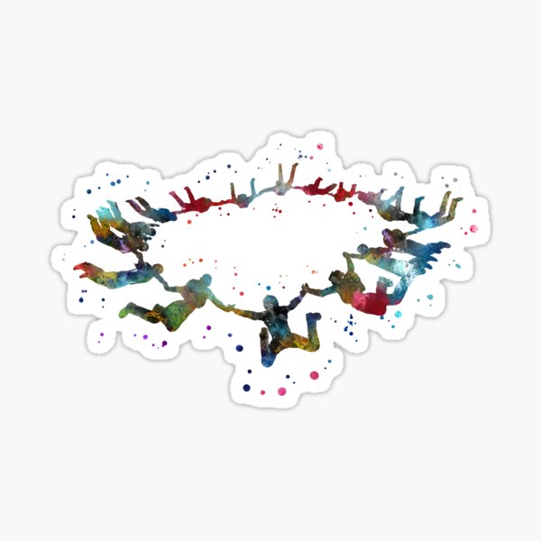 Aperçu de l'œuvre Groupe par équipe saut en parachute, équipe de saut en parachute, groupe de saut en parachute créée et vendue par Rosaliartbook.