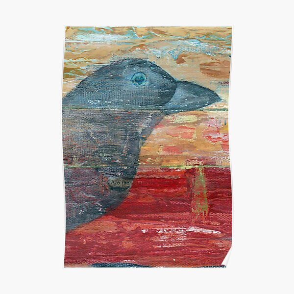 Watchful Raven on Red Poster