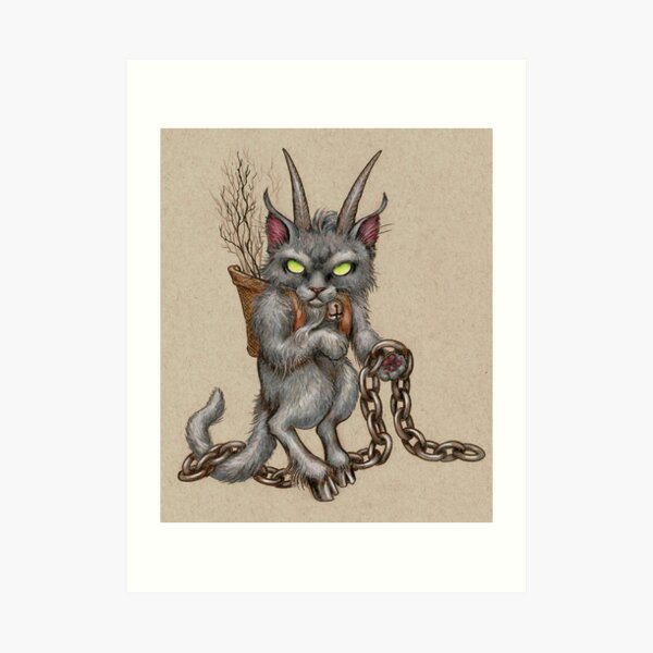 Krampus Kitty (with chains) Art Print