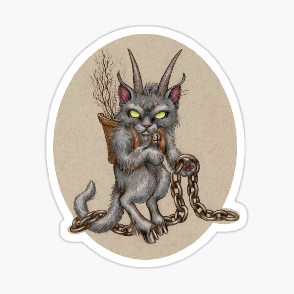 Krampus Kitty (with chains) Sticker