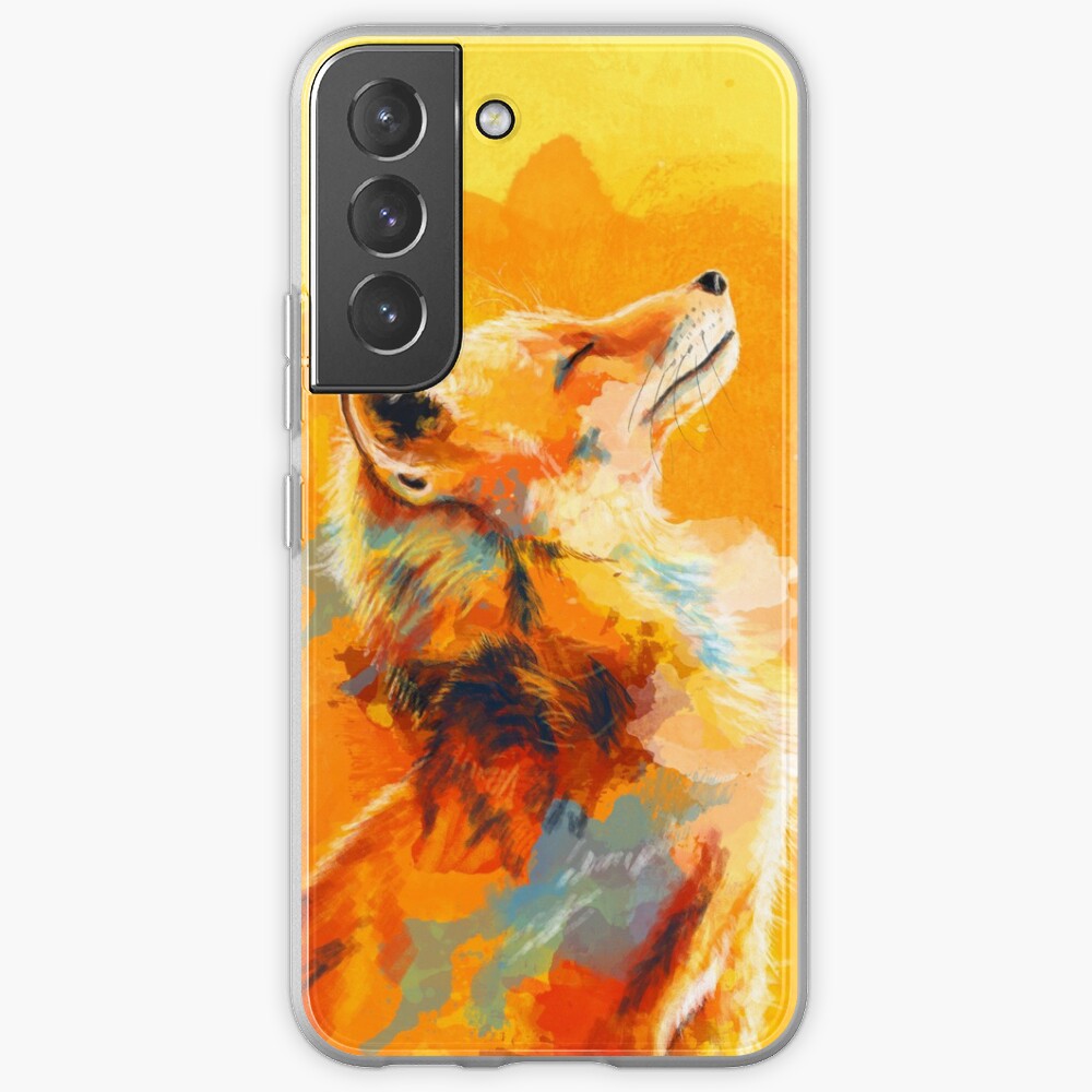 Blissful Light - Fox illustration, animal portrait, inspirational Samsung Galaxy Phone Case