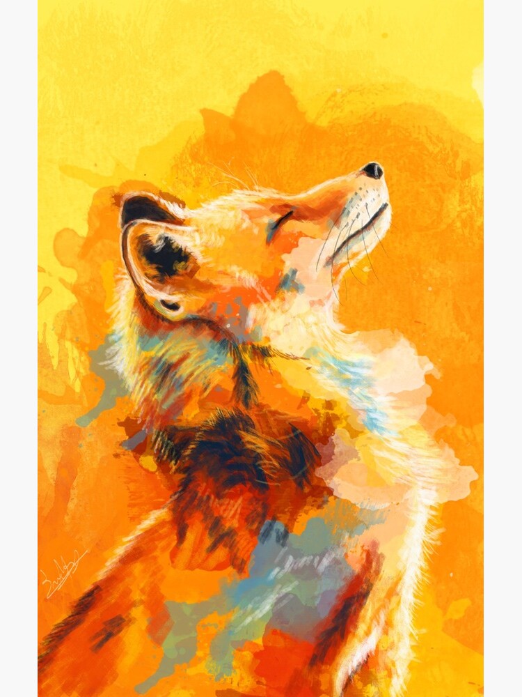 Blissful Light - Fox illustration, animal portrait, inspirational by floartstudio