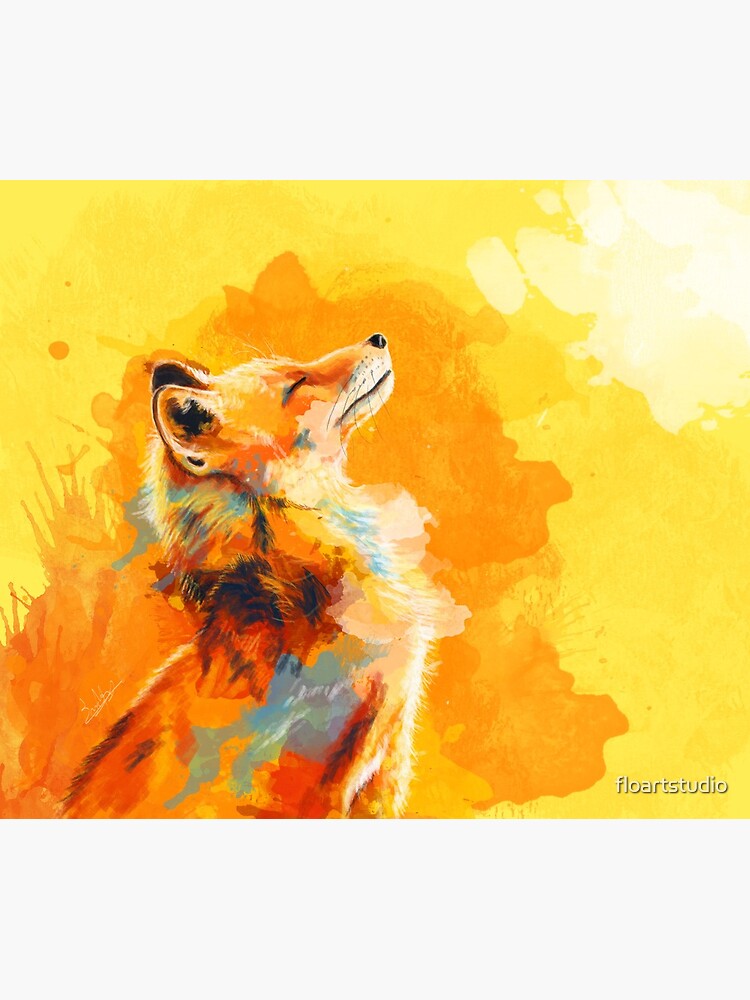 Blissful Light - Fox illustration, animal portrait, inspirational by floartstudio