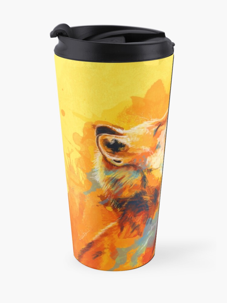 Alternate view of Blissful Light - Fox illustration, animal portrait, inspirational Travel Mug