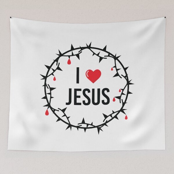 Item preview, The inscription I Love Jesus in the center of the wreath of Jesus with blood dropes.  designed and sold by VadimFromm.