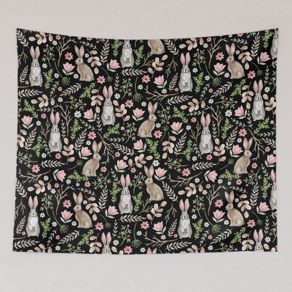Item preview, Cute rabbits. Black pattern designed and sold by JuliaBadeeva.