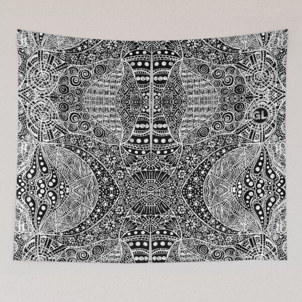 Item preview, SWIRL TANGO SWISH LANGUAGE MIDDLE SPINDLE - GL - WHITE ON BLACK designed and sold by GNOSHERY LIBERTAS.